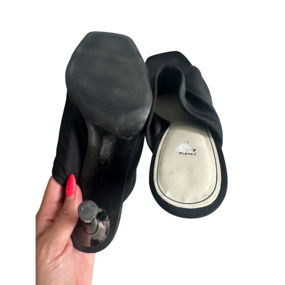 ZARA Black Strech Sandals Heels Size 7.5 / 38 - Picture 8 of 11